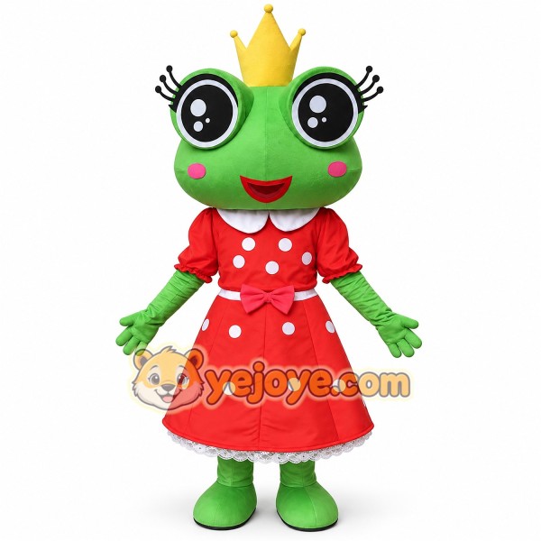 Adorable Frog Princess Cartoon Mascot Costume