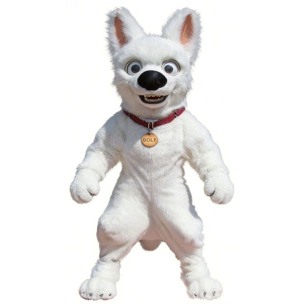 White Dog Cartoon Mascot Costume