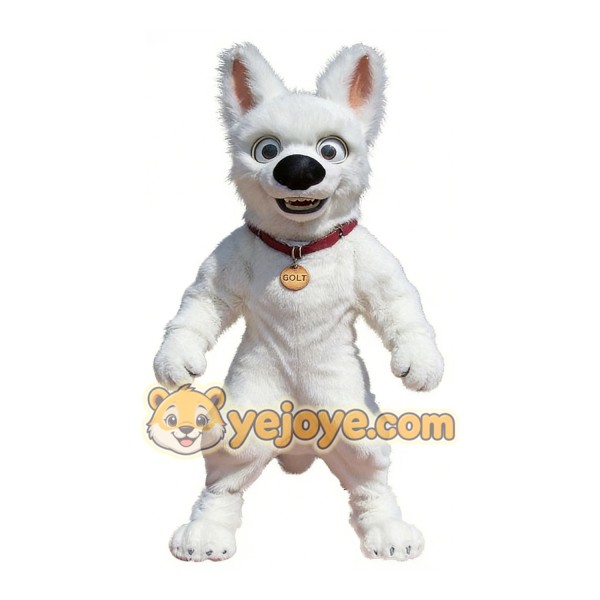 White Dog Cartoon Mascot Costume
