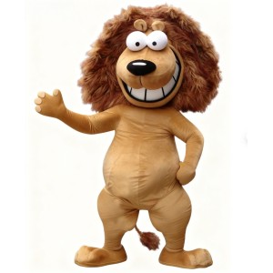 Brown cartoon lion mascot costume