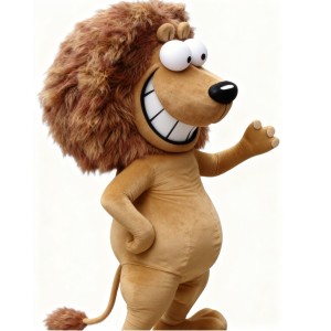 Brown cartoon lion mascot costume