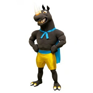 Black Brave Rhinoceros Mascot Costume