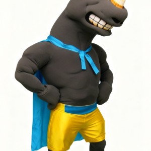 Black Brave Rhinoceros Mascot Costume