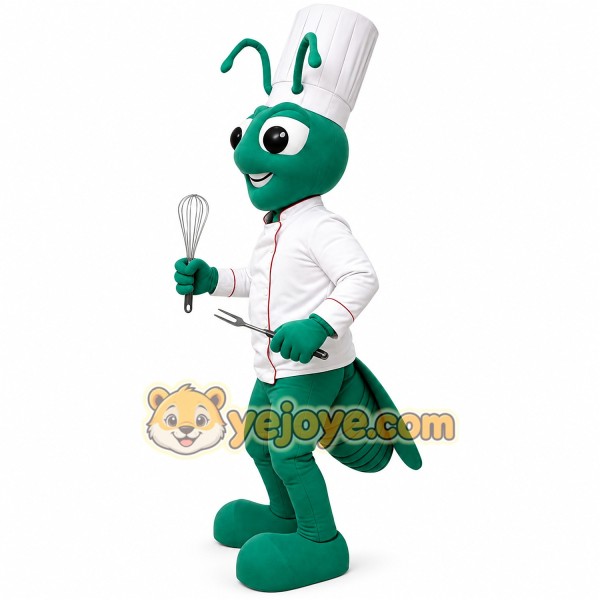 Green Ant Chef Cartoon Mascot Costume Green Ant Chef Cartoon Mascot Costume