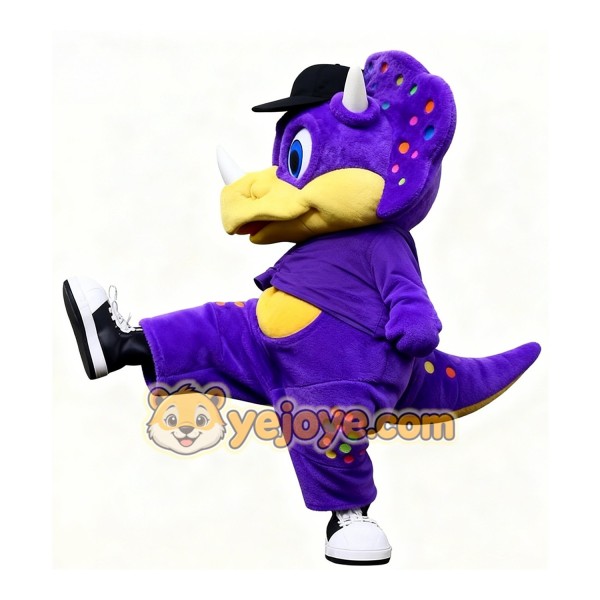 Purple Triceratops Cartoon Mascot Costume Purple Triceratops Cartoon Mascot Costume