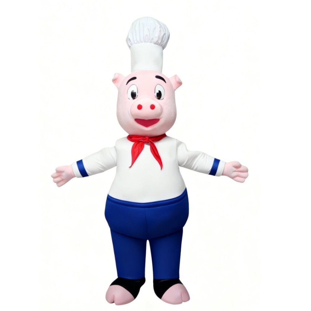 White uniform Chef Pig Mascot Costume