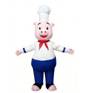 White uniform Chef Pig Mascot Costume