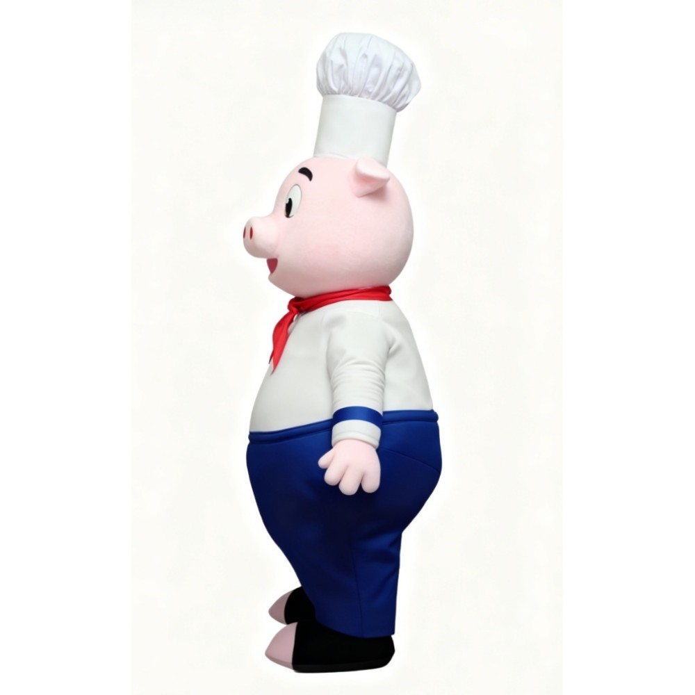 White uniform Chef Pig Mascot Costume