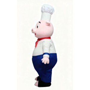 White uniform Chef Pig Mascot Costume