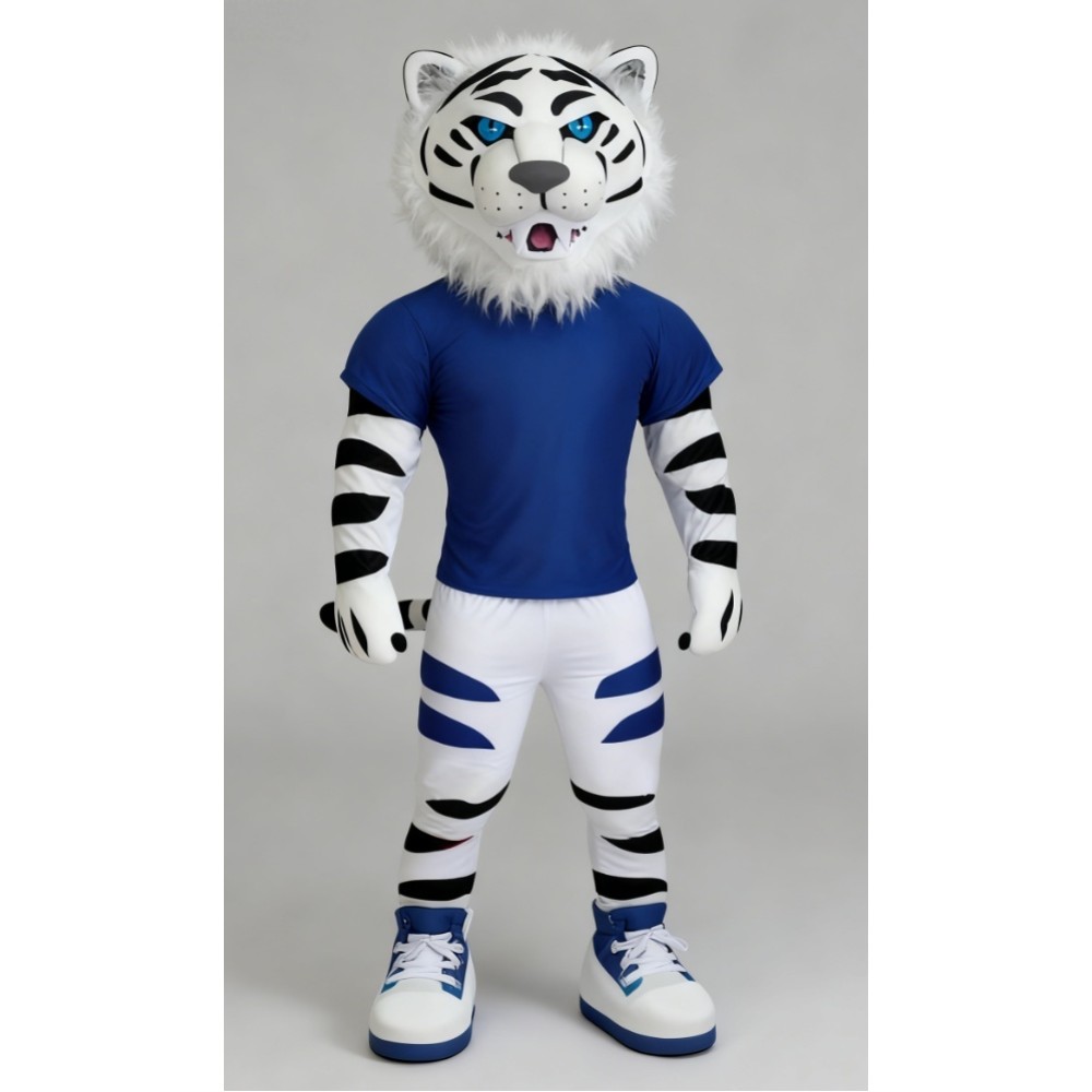 White Tiger Cartoon Mascot Costume