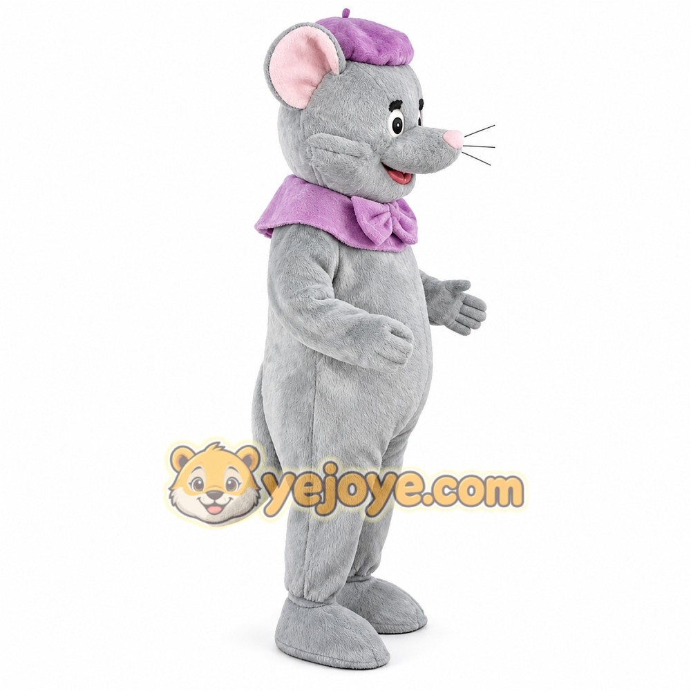 Grey cute little mouse cartoon mascot costume
