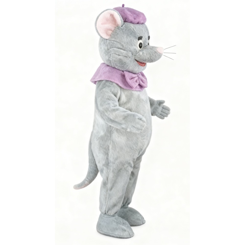 Grey cute little mouse cartoon mascot costume