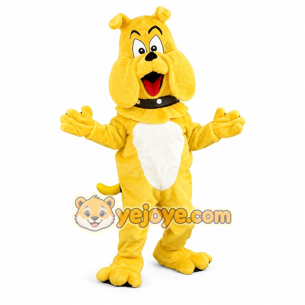 Yellow Bulldog Puppy Cartoon Mascot Costume Yellow Bulldog Puppy Cartoon Mascot Costume