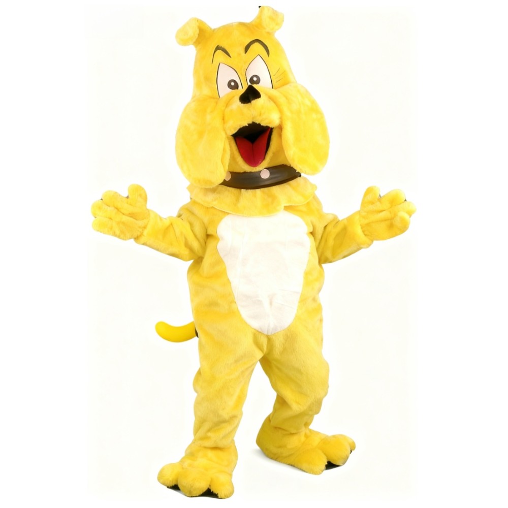 Yellow Bulldog Puppy Cartoon Mascot Costume