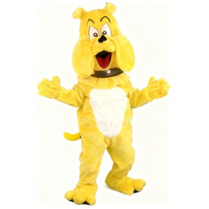 Yellow Bulldog Puppy Cartoon Mascot Costume