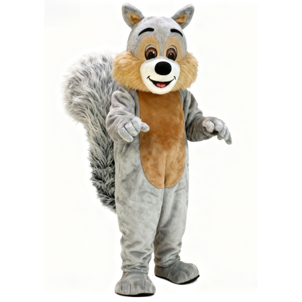 Grey cute squirrel cartoon mascot costume
