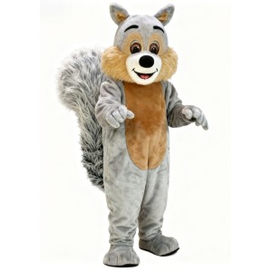 Grey cute squirrel cartoon mascot costume