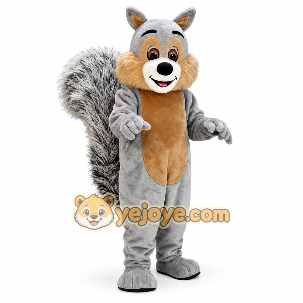 Grey cute squirrel cartoon mascot costume