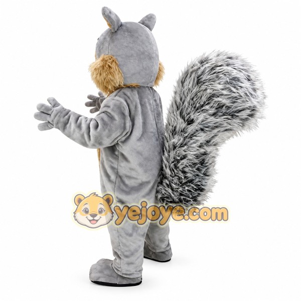 Grey cute squirrel cartoon mascot costume