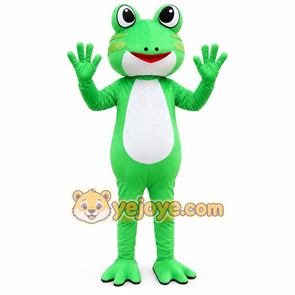 Green Skinny Frog Cartoon Mascot Costume Green Skinny Frog Cartoon Mascot Costume