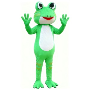 Green Skinny Frog Cartoon Mascot Costume