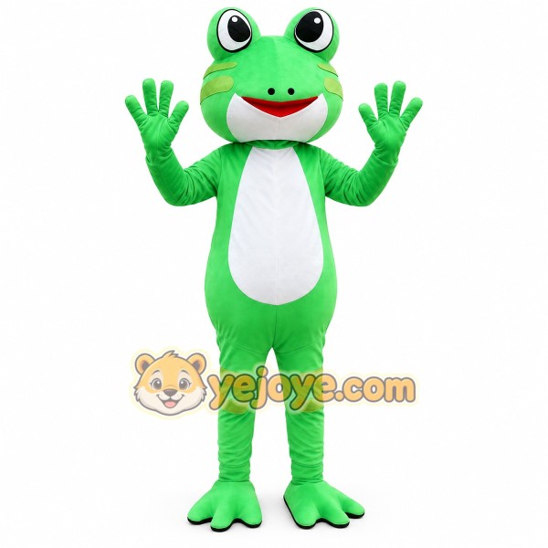 Green Skinny Frog Cartoon Mascot Costume