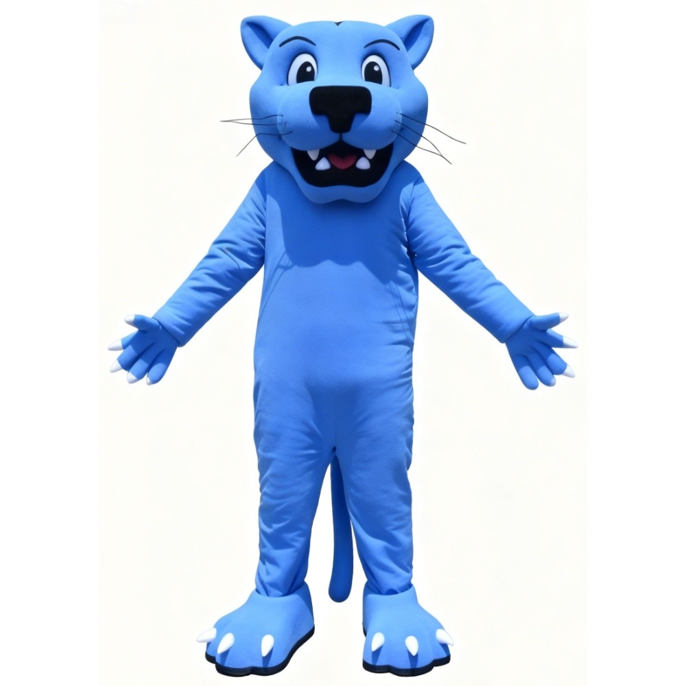 Blue cougar cartoon Mascot Costume