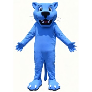 Blue cougar cartoon Mascot Costume