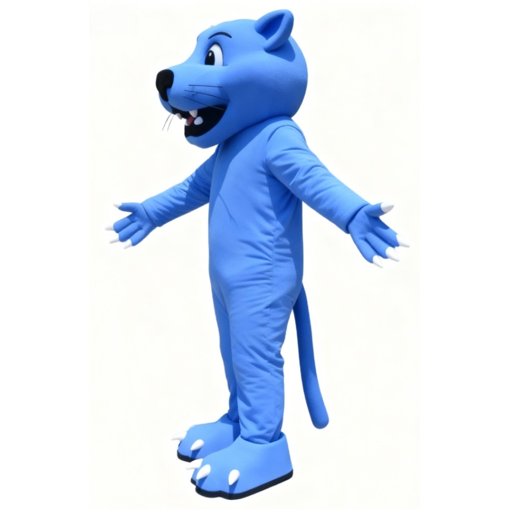 Blue cougar cartoon Mascot Costume