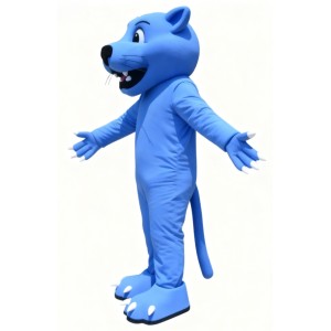 Blue cougar cartoon Mascot Costume