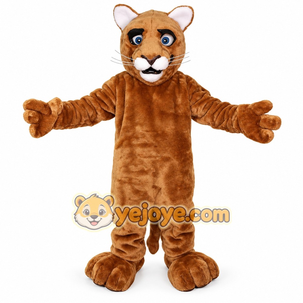 Brown cougar cartoon Mascot costume Brown cougar cartoon Mascot costume