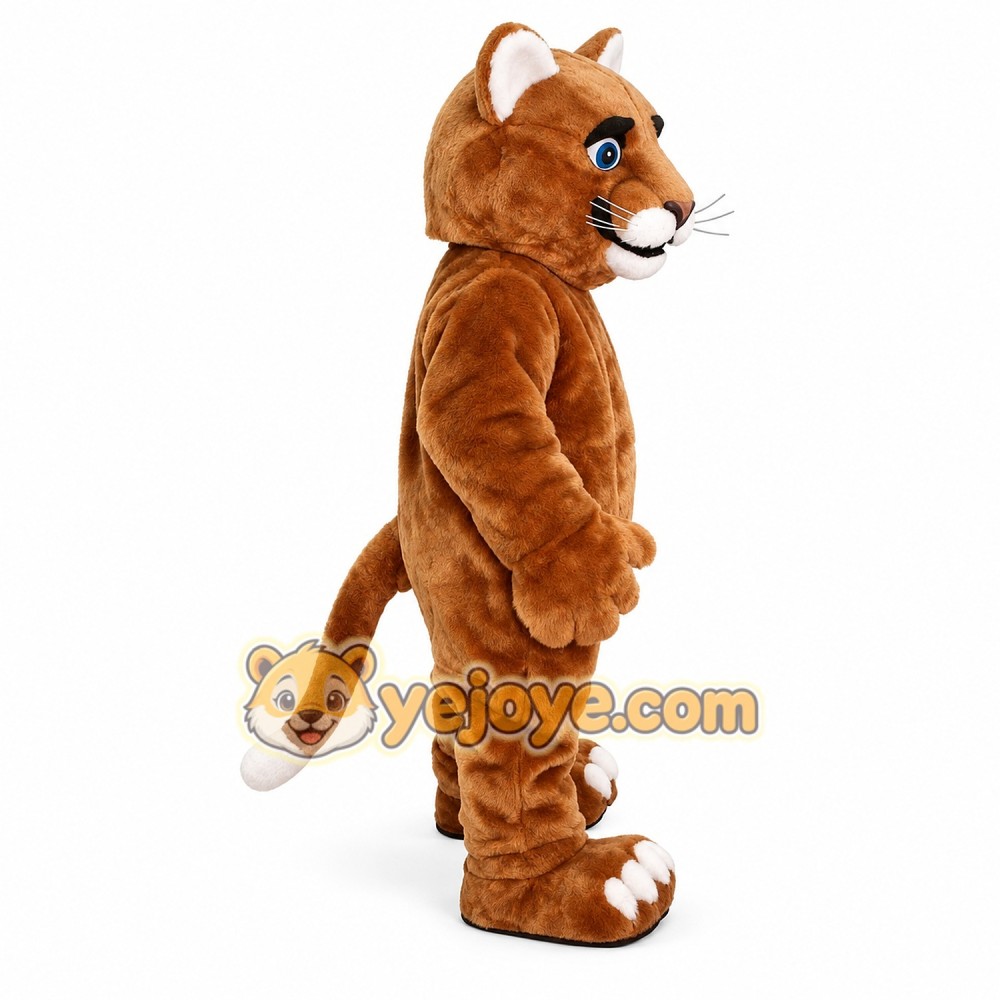 Brown cougar cartoon Mascot costume Brown cougar cartoon Mascot costume
