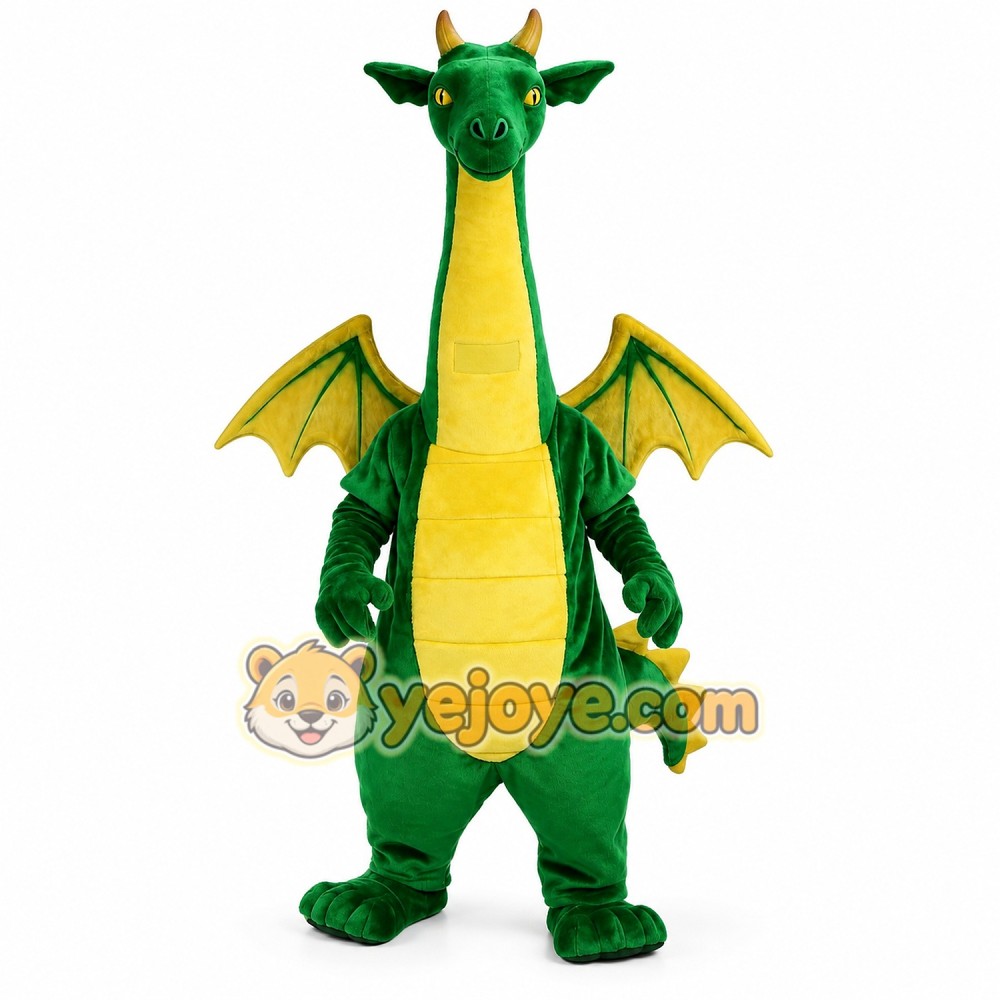 Green long necked dinosaur Mascot costume Green long necked dinosaur Mascot costume