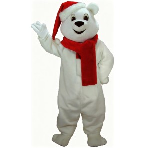 White red scarf polar bear cartoon Mascot costume
