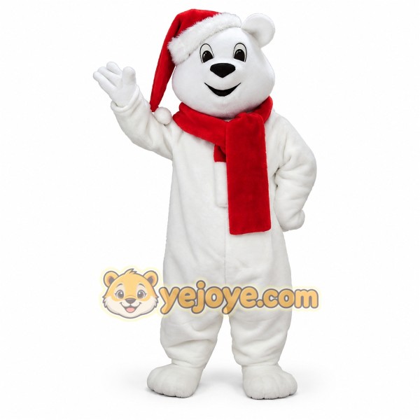White red scarf polar bear cartoon Mascot costume