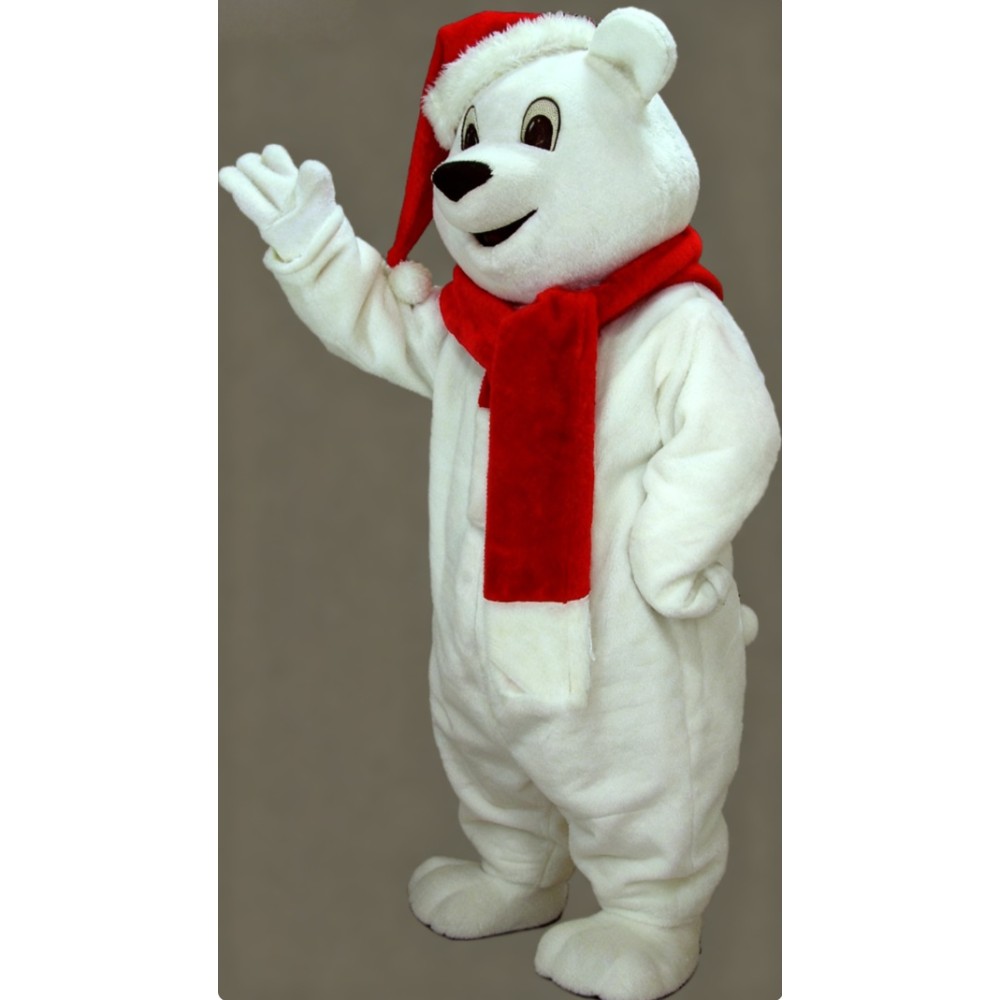 White red scarf polar bear cartoon Mascot costume