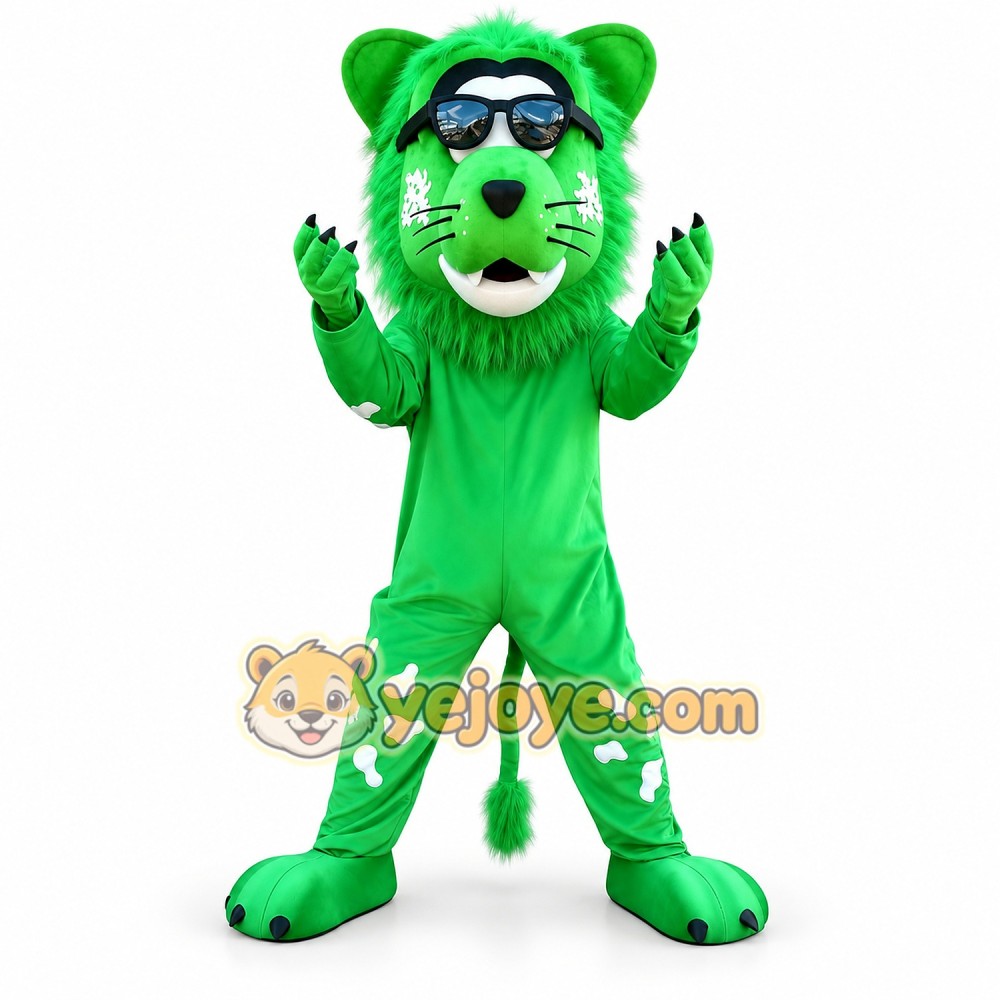 Cartoon Green lion mascot costume ﻿