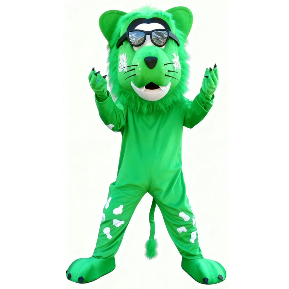 Cartoon Green lion mascot costume ﻿