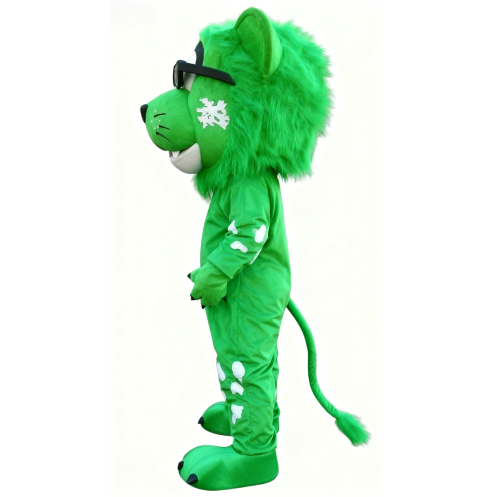 Cartoon Green lion mascot costume ﻿