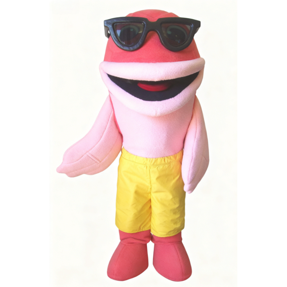Pink dolphin mascot costume