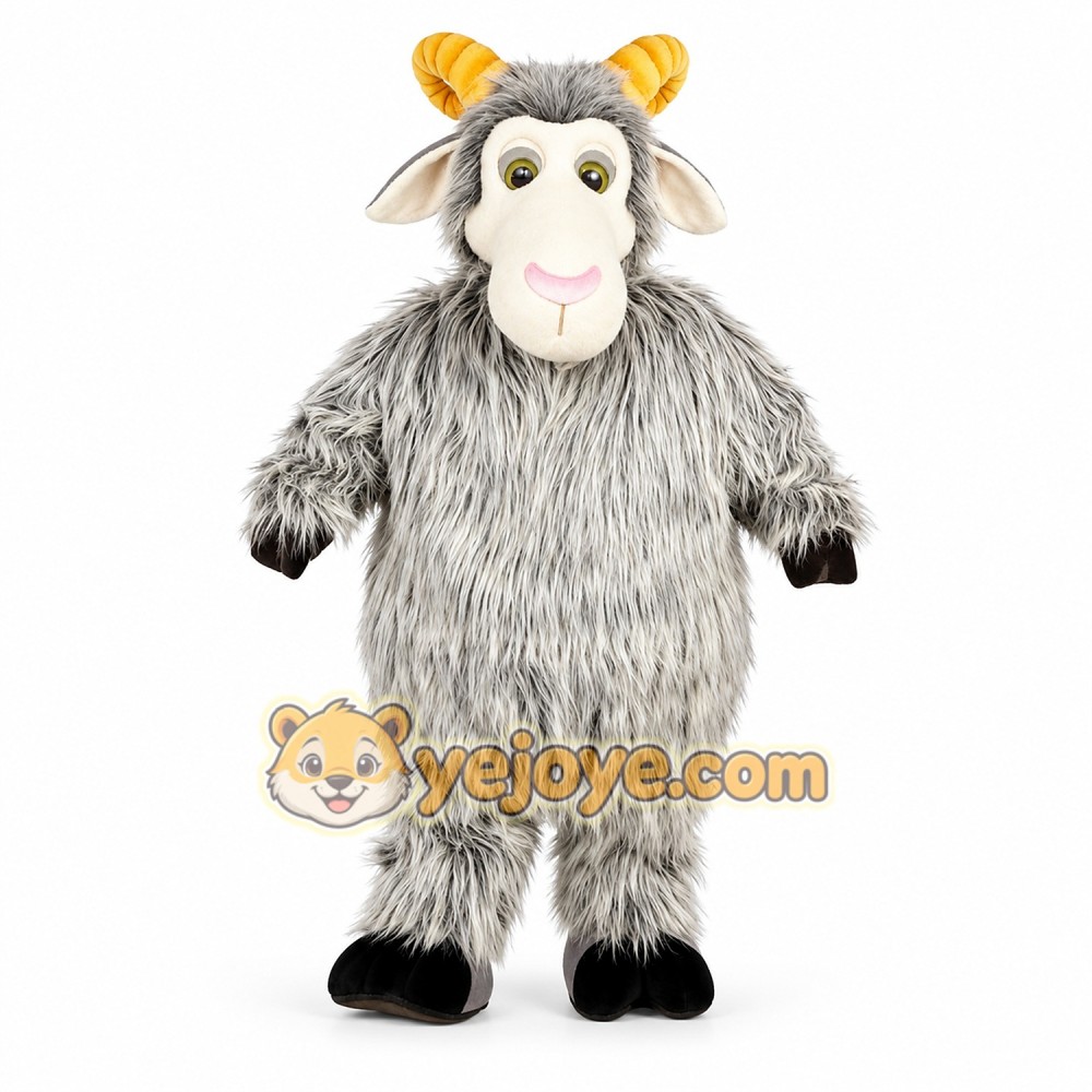 Grey goat cartoon Mascot costume