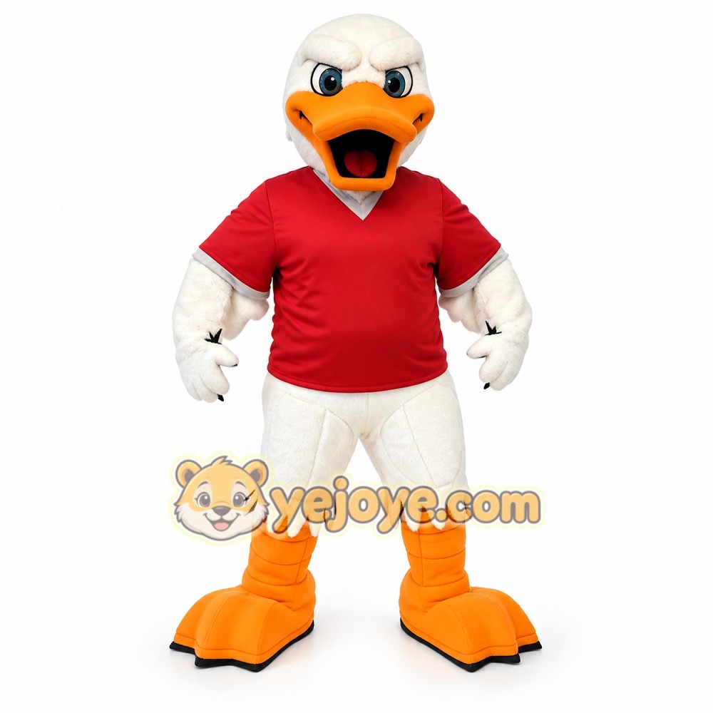 Red top angry duckling mascot costume Red top angry duckling mascot costume