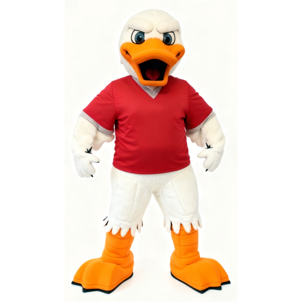 Red top angry duckling mascot costume