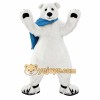 Blue scarf white polar bear mascot costume Blue scarf white polar bear mascot costume