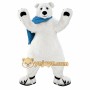 Blue scarf white polar bear mascot costume