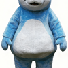 Blue and white teddy bear mascot costume