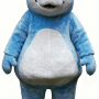 Blue and white teddy bear mascot costume