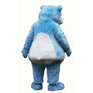 Blue and white teddy bear mascot costume