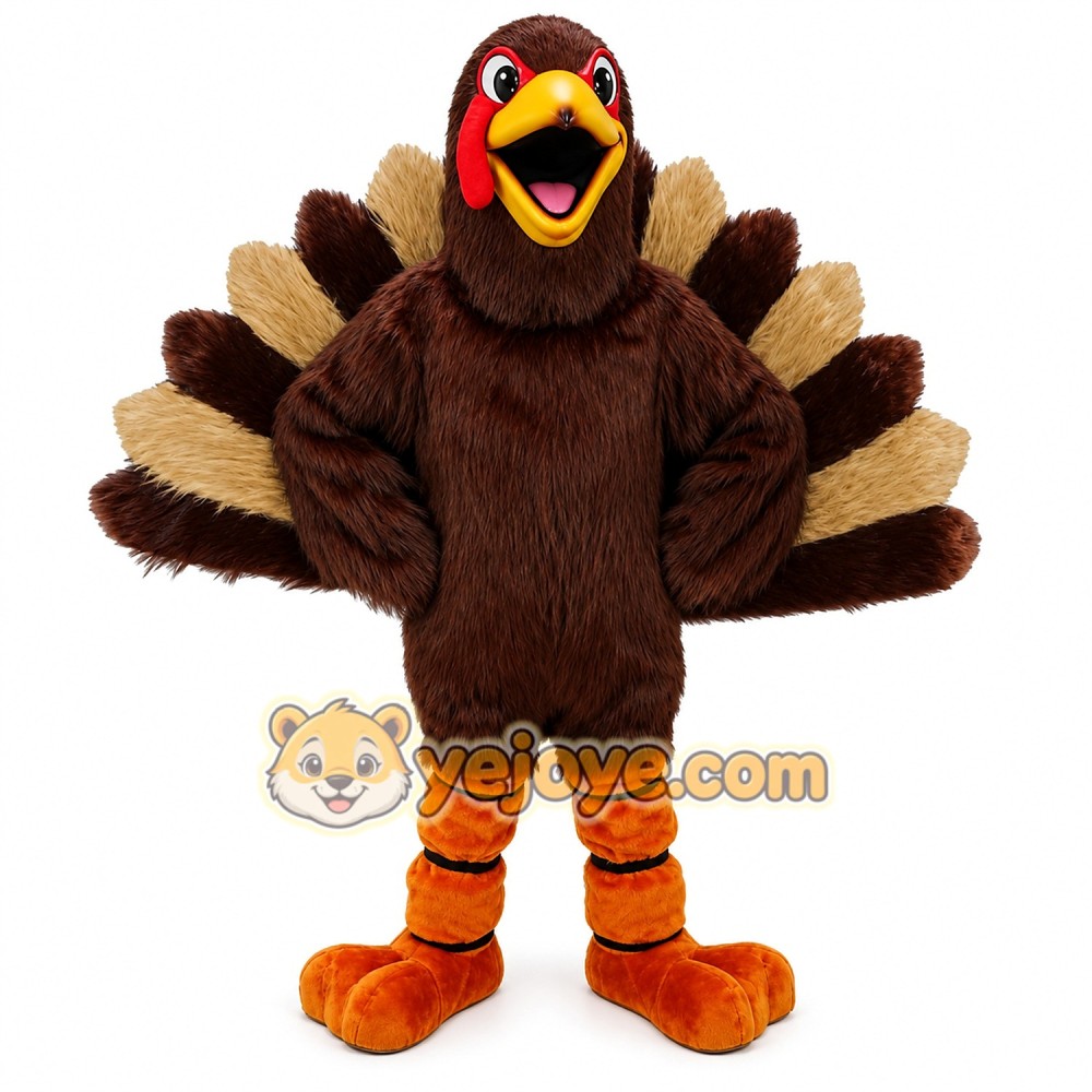 Long haired turkey mascot costume