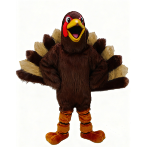 Long haired turkey mascot costume